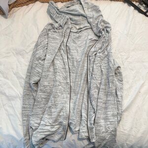 LOFT Heathered Gray Zip-Up Hoodie